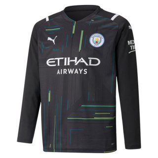 Replica Camiseta Manchester City Portero ML 2021-2022 Negro