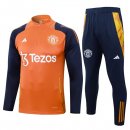 Sudadera De Training Manchester United 2024-2025 Naranja Azul 3