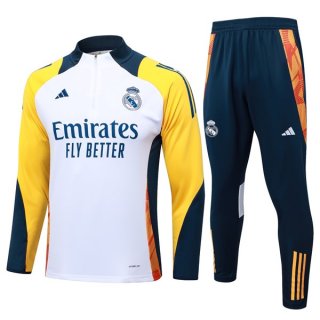 Sudadera De Training Real Madrid 2024-2025 Blanco Amarillo 3