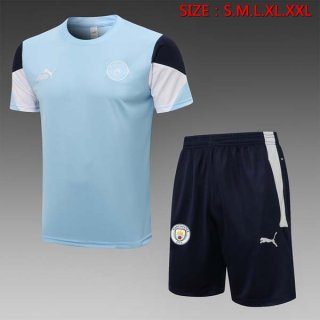 Camiseta Entrenamiento Manchester City Conjunto Completo 2022 Azul Negro