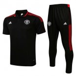 Polo Manchester United Conjunto Completo 2022 Negro