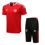 Camiseta Entrenamiento Manchester United Conjunto Completo 2022 Rojo Negro