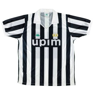 1ª Equipación Replica Camiseta Juventus Retro 1991 1992 Negro Blanco