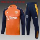 Niños Sudadera De Training Manchester United 2024-2025 Naranja Azul 3