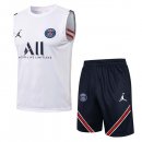 Camiseta Paris Saint Germain Sin Mangas Conjunto Completo 2022 Blanco